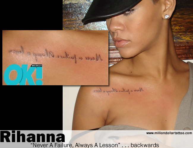 Rihanna is also a fan of the tats but she has this one in particular that I